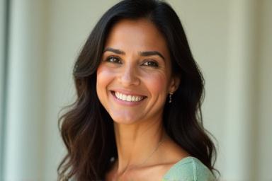 Professional headshot of Amara Khan, an engaging woman with a gentle smile, symbolizing warmth and nutritional expertise.